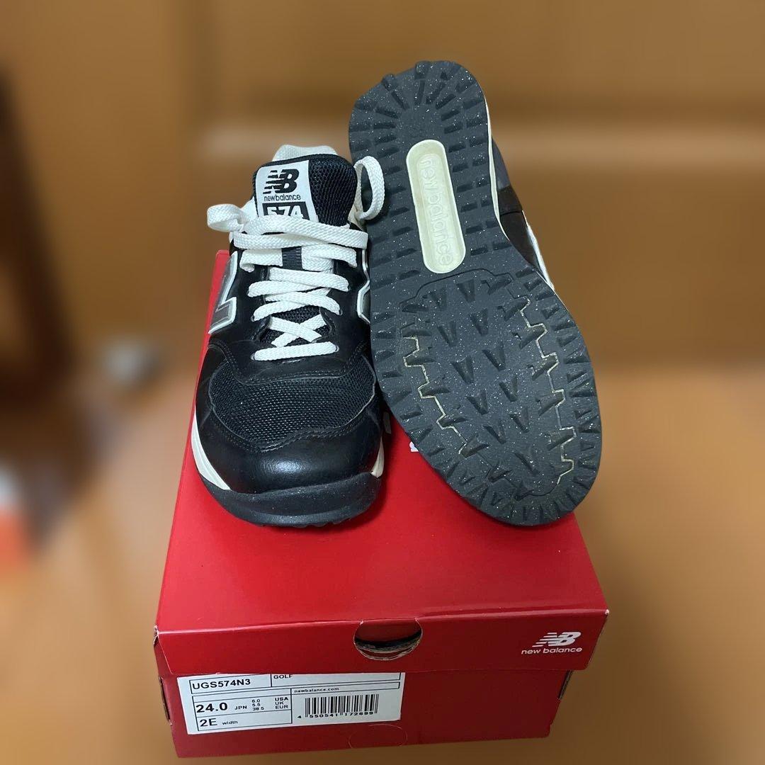 New Balance 574 ブラック/ホワイト 24.0cm 2E