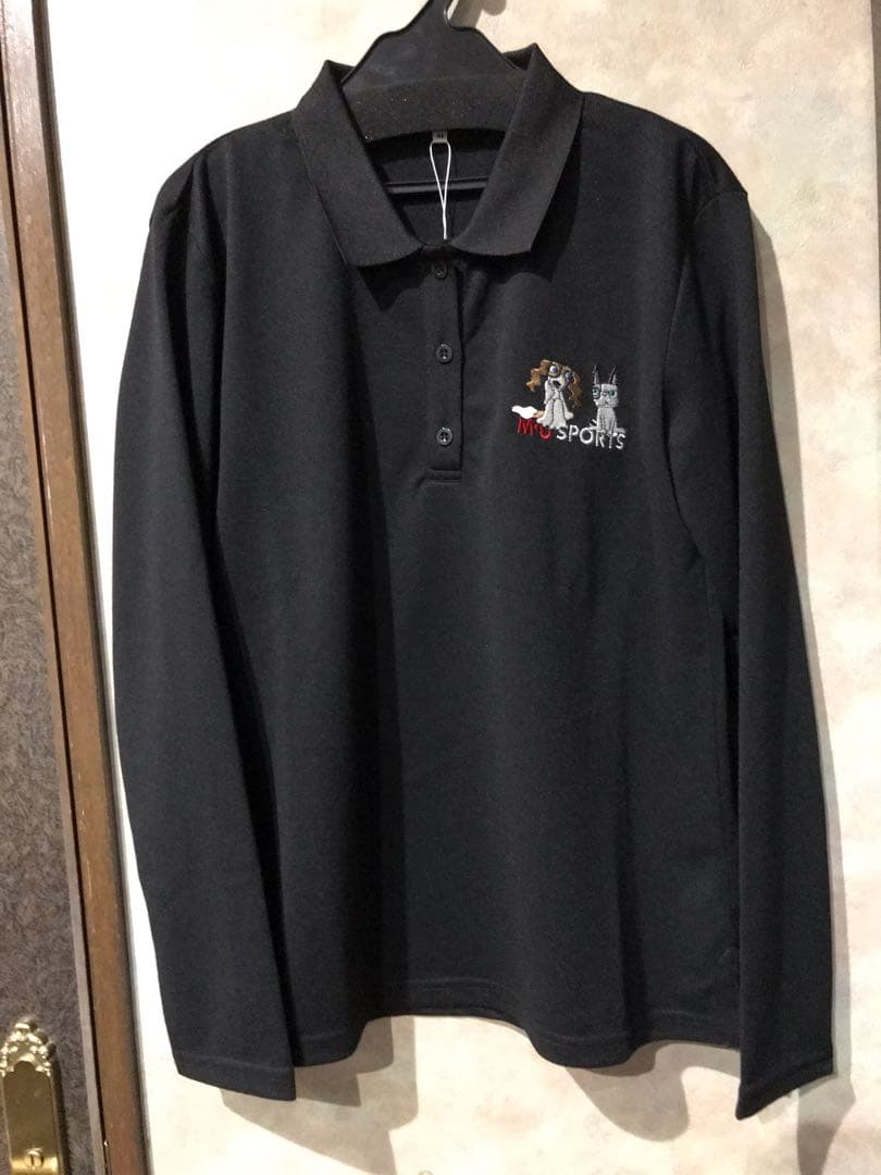 【muスポーツ】鹿の子長袖ポロシャツ 42サイズ 定価 20900円 黒