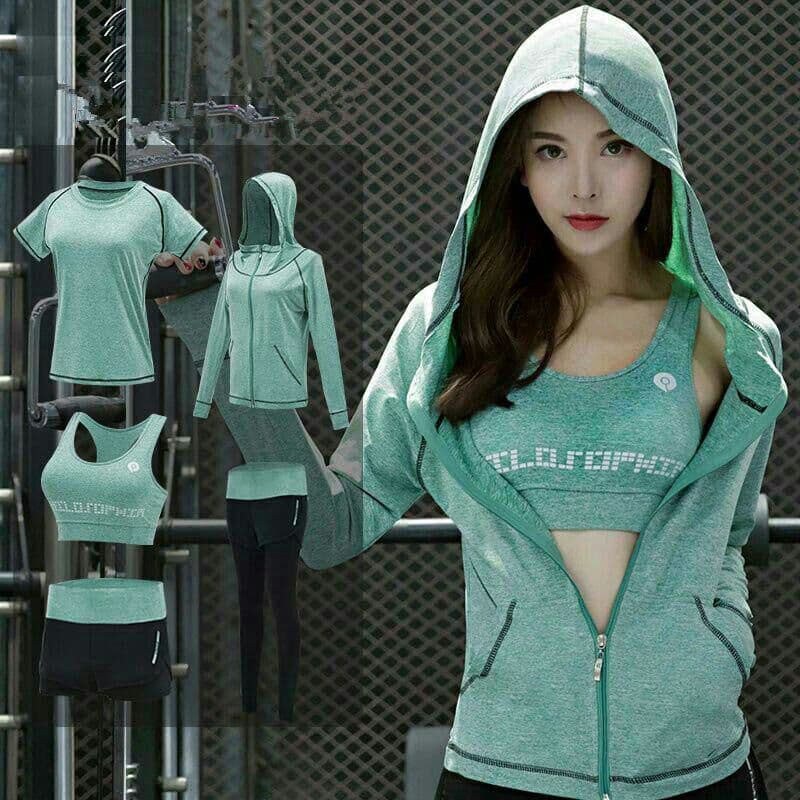 ヨガ服速乾衣ゆとり春夏晨走網紅運働室ランニングウェア5点セット