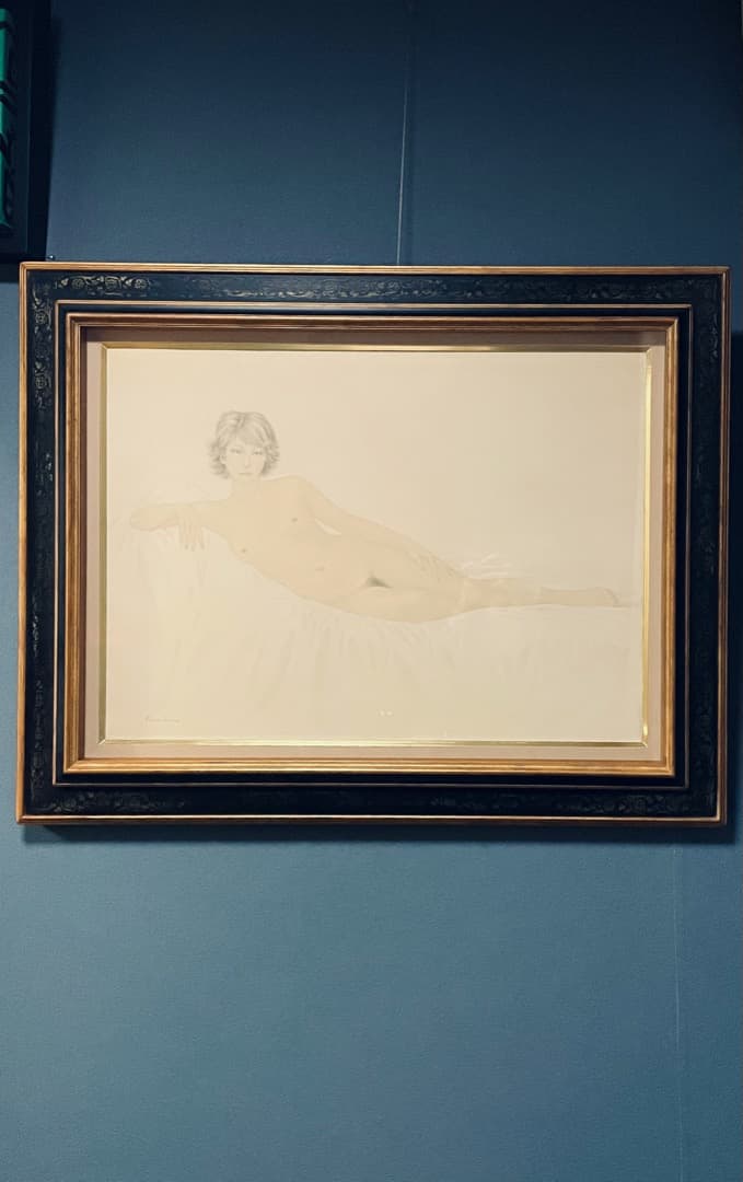 美しい一点物◆栗原喜依子『横たわる』油彩 20号 ◇古径特注額 仁科会会員