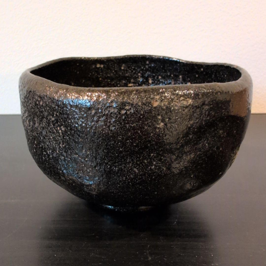 茶道具　黒楽茶碗　初代　小川長楽　数印　合わせ箱