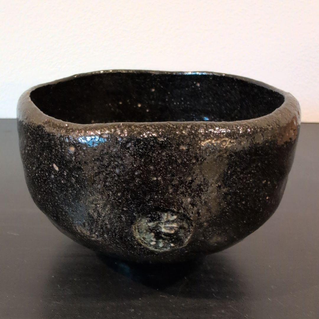 茶道具　黒楽茶碗　初代　小川長楽　数印　合わせ箱