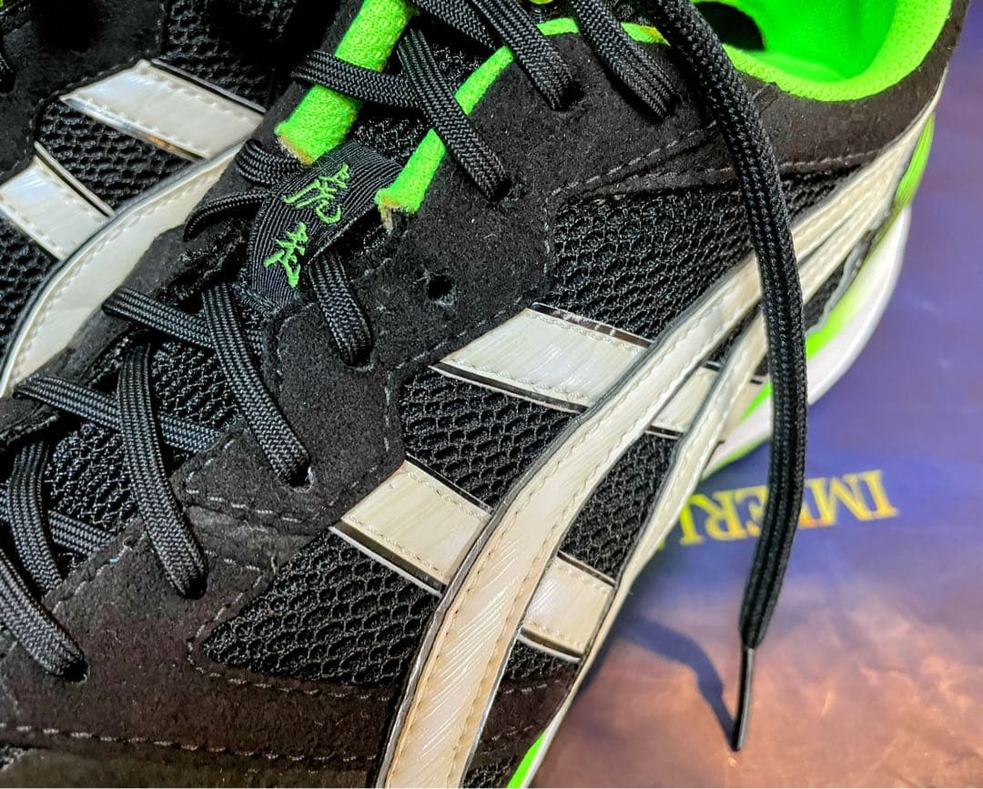 A美品アシックスターサージールランニングシューズ軽量ブラック×グリーン27