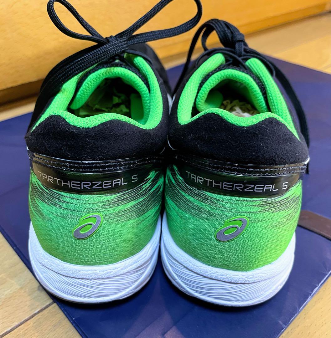 A美品アシックスターサージールランニングシューズ軽量ブラック×グリーン27
