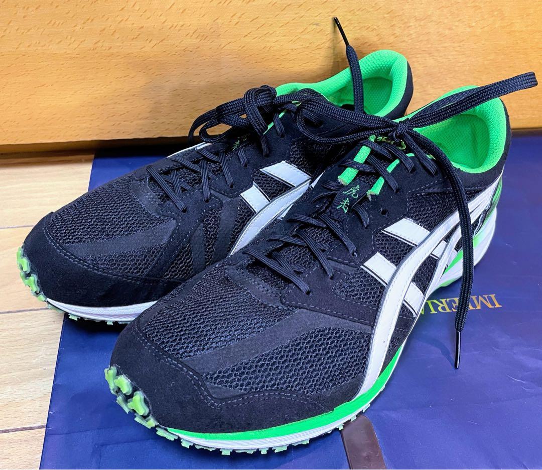 A美品アシックスターサージールランニングシューズ軽量ブラック×グリーン27