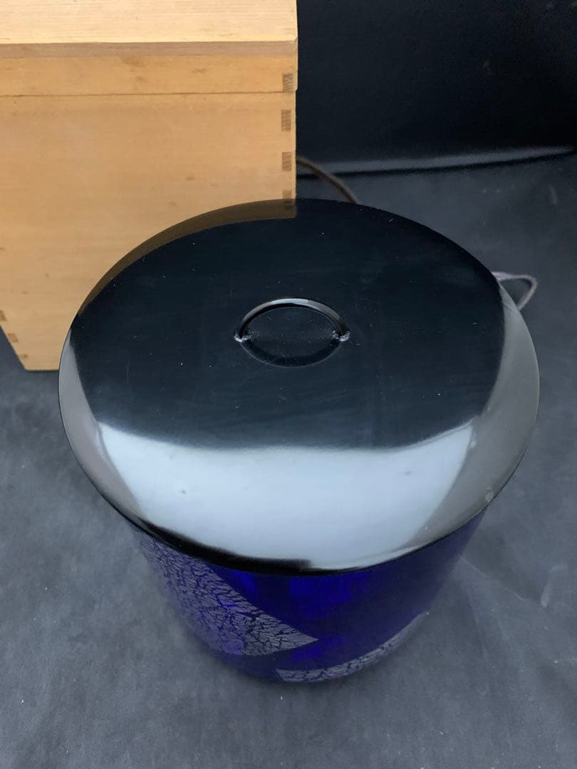 銀箔 水指 青ガラス水指　茶道具