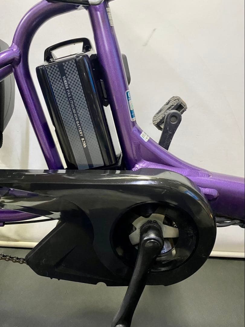 1年保証 ヤマハ　パスキッス　20インチ　子供乗せ　紫色　電動アシスト自転車