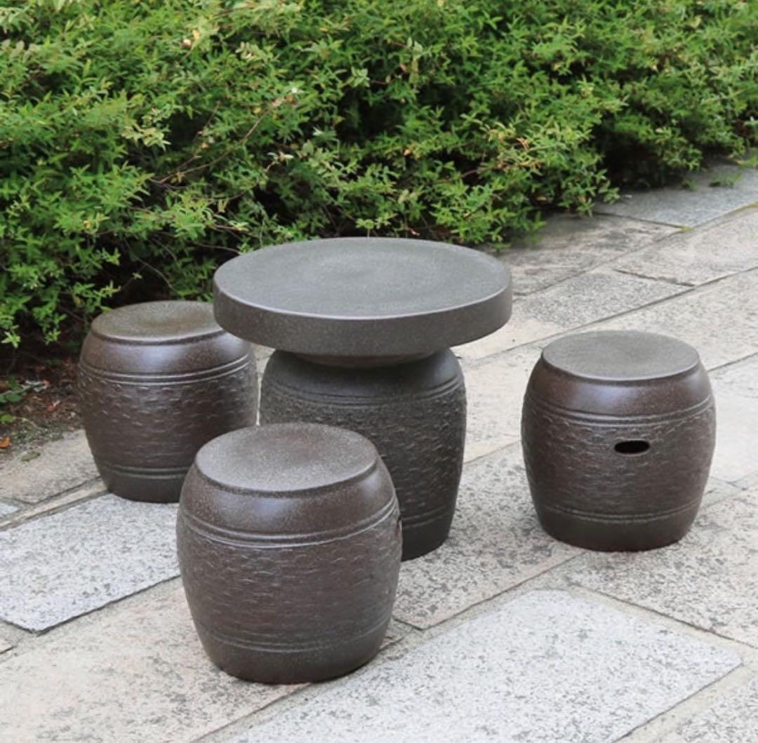 【akairo】定価10万円　信楽焼 焦げ窯変テーブル　4点セット