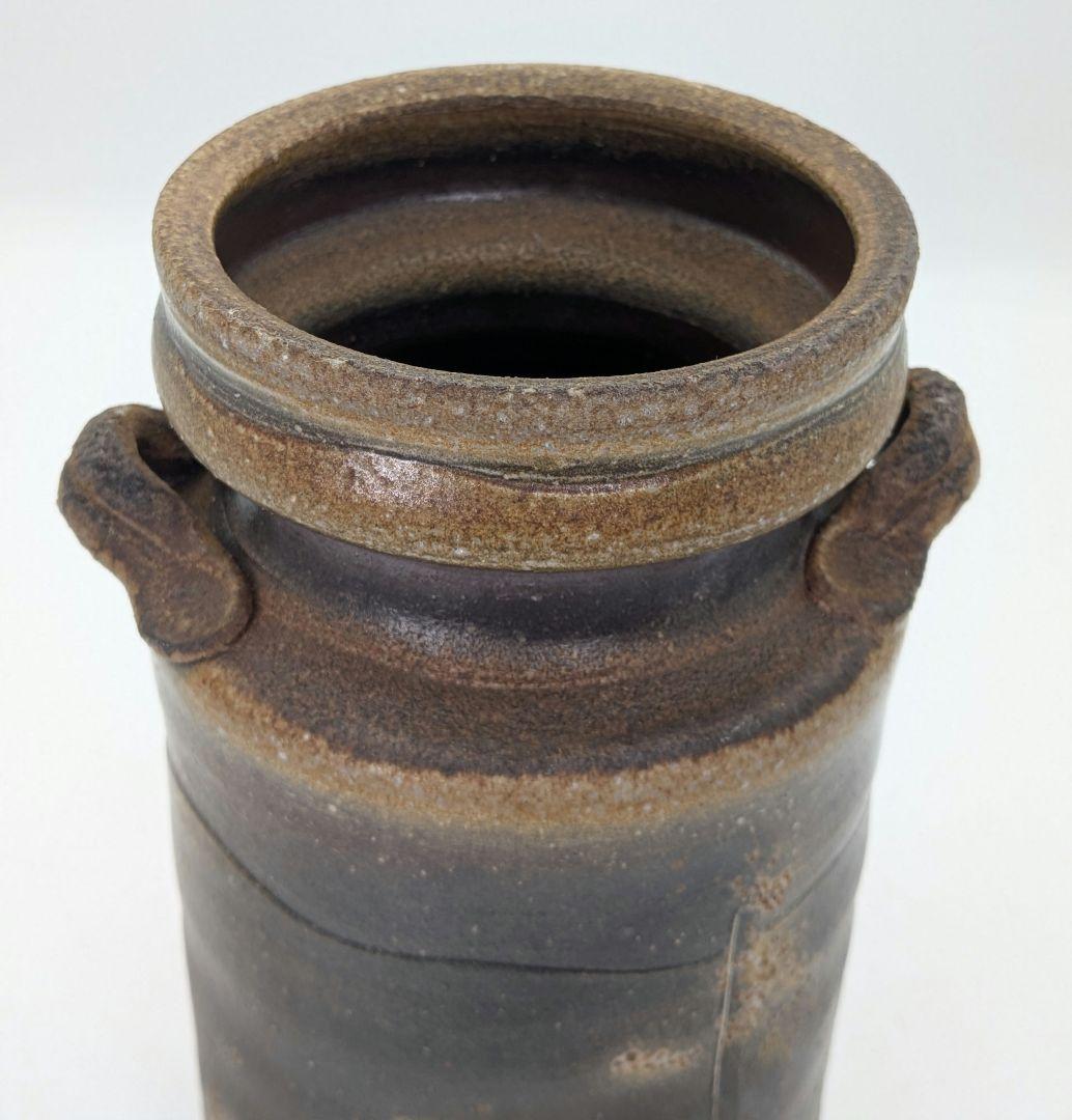 石田安弘 備前焼 耳付花入 共箱共布栞 花器 フラワーベース 花瓶 華道具 花生