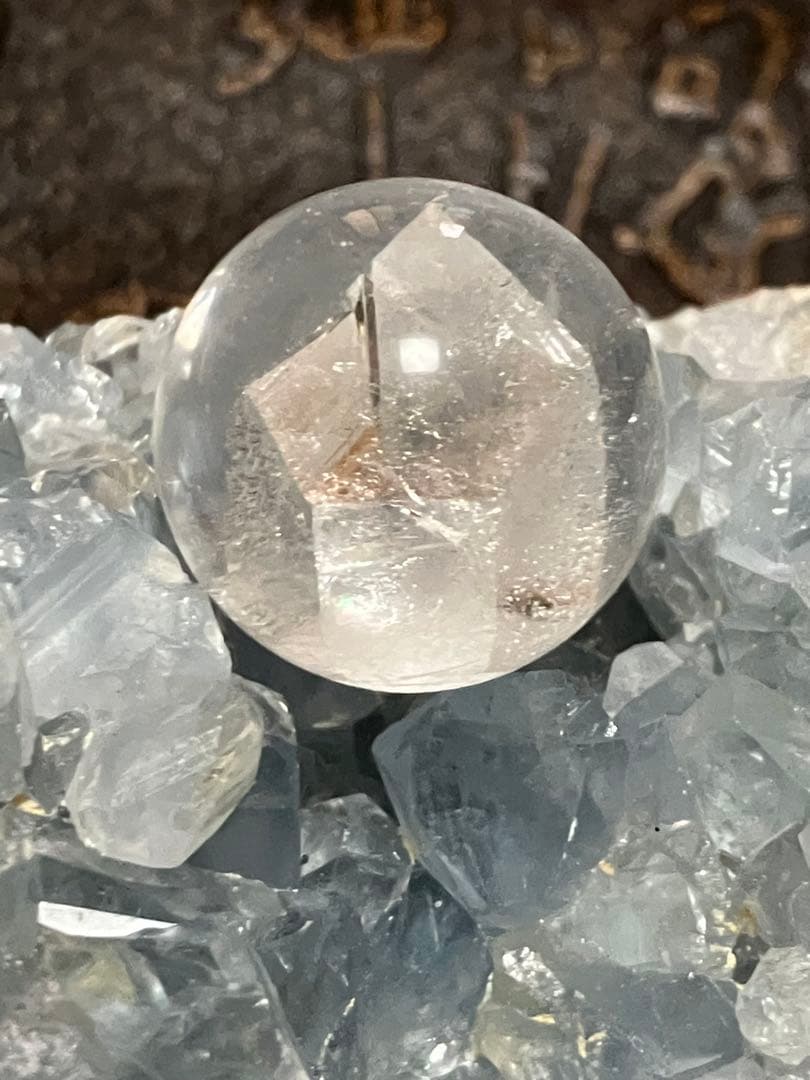 高品質　クォーツインクォーツ　貫入り水晶スフィア　19.0mm