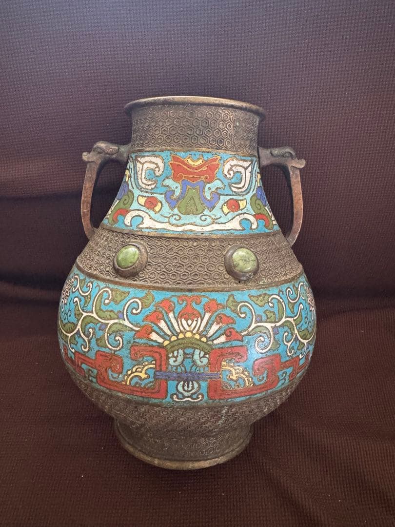 中国古美術　花瓶　古銅製　アンティーク　骨董品