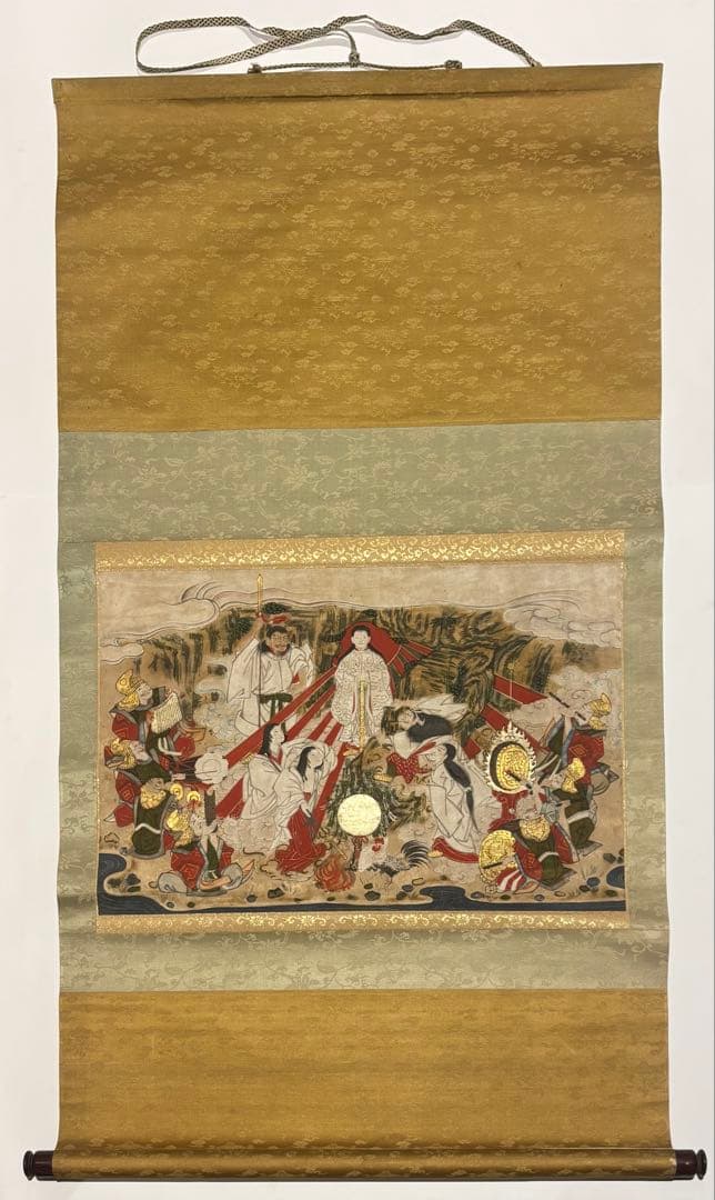 「天の岩戸の図（天岩戸）」極彩色 江戸時代中期頃筆 1幅|伊勢神宮 神道