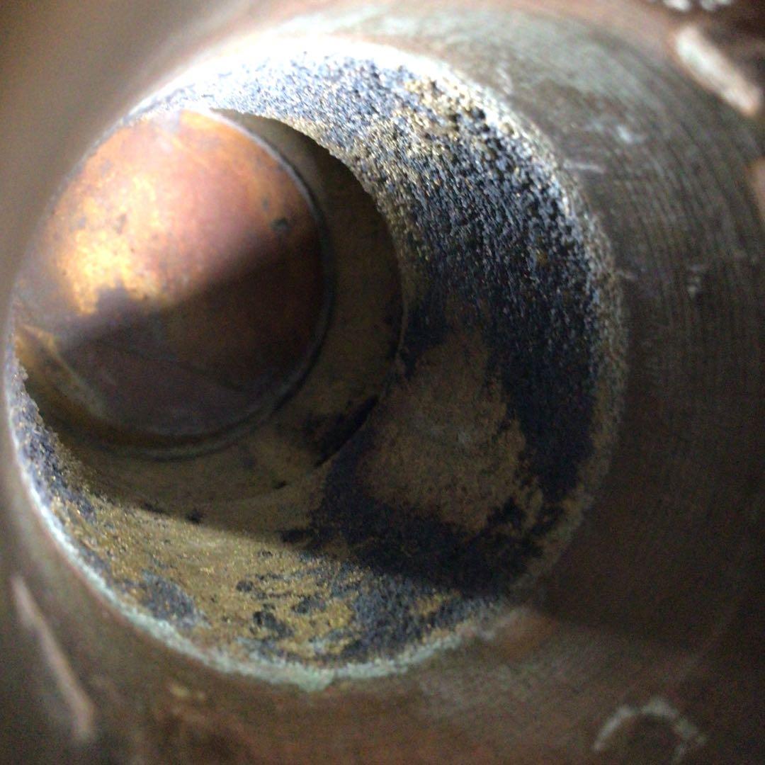 Ｐ３２１　皆具　『金谷浄雲造』『唐銅』『利休形』『水指　建水　蓋置　杓立』　共箱