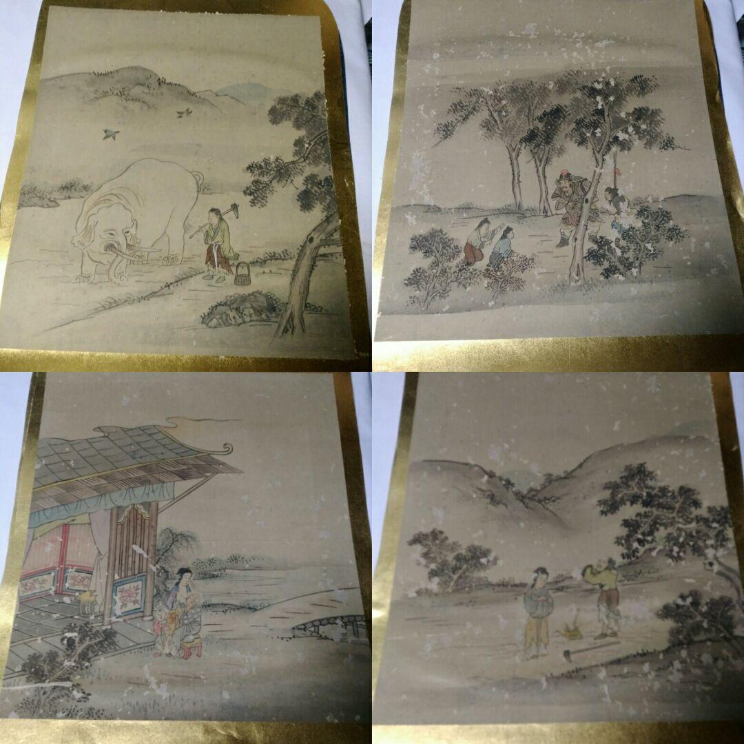 絵　古い絵　めくり　24枚セット 書画 骨董品