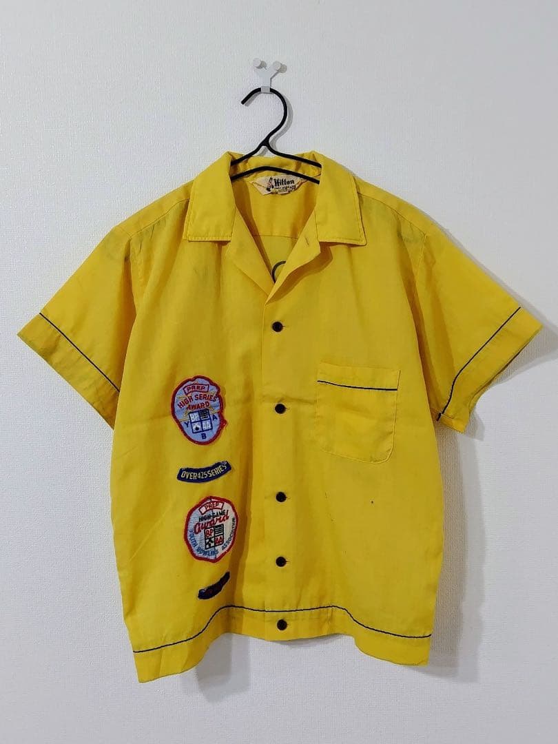 希少 50年代〜 HILTON ヒルトン 黒タグ ワッペン ボーリング シャツ