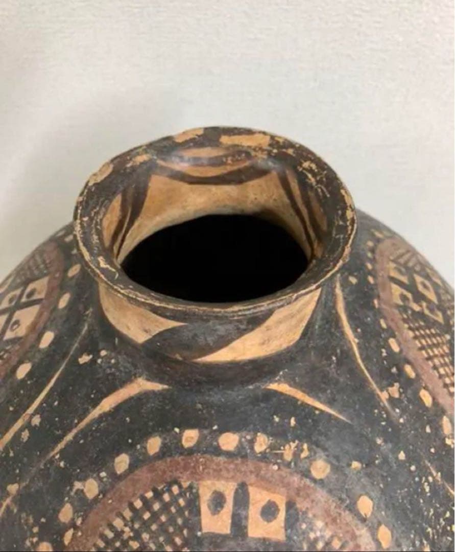 大彩陶 【中国彩陶双耳大壷 土器/出土品】紀元前五千年 【馬家文化 】Y06
