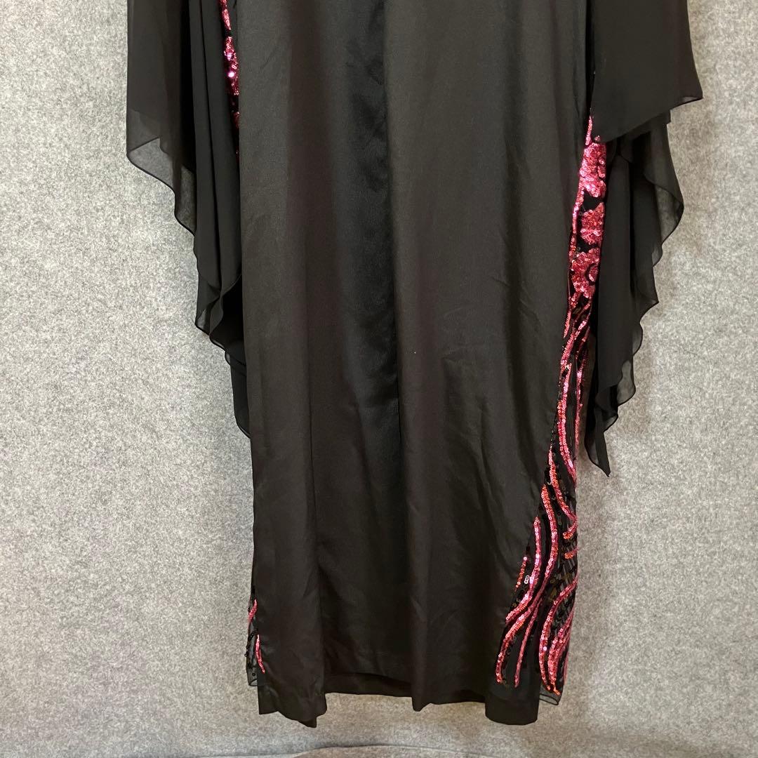 Avivare 社交ダンス用ドレス 黒とピンク スパンコール