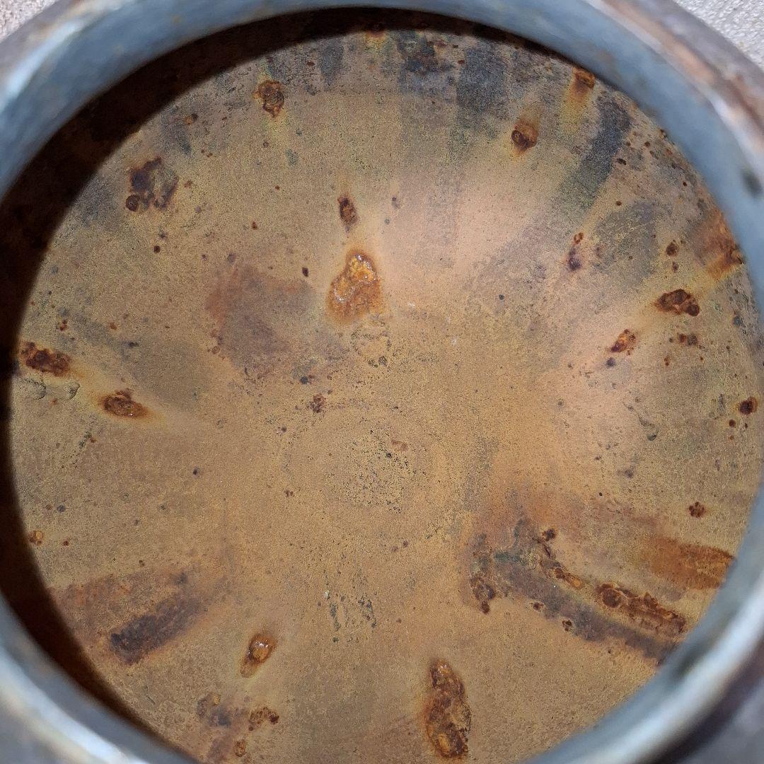 茶道具 鬼面風炉 唐銅 丸釜　箱なし