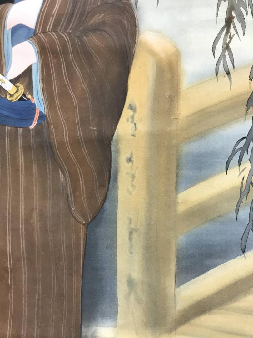 【真作】秀雪/歌舞伎役者絵/浮世絵/人物図/美人画/掛軸/名家伝来/AD-968