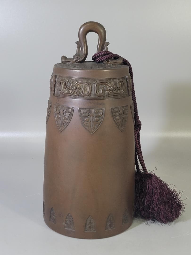 DT710 青銅晩鐘 饕餮紋 吊鐘 蔵六造 共箱