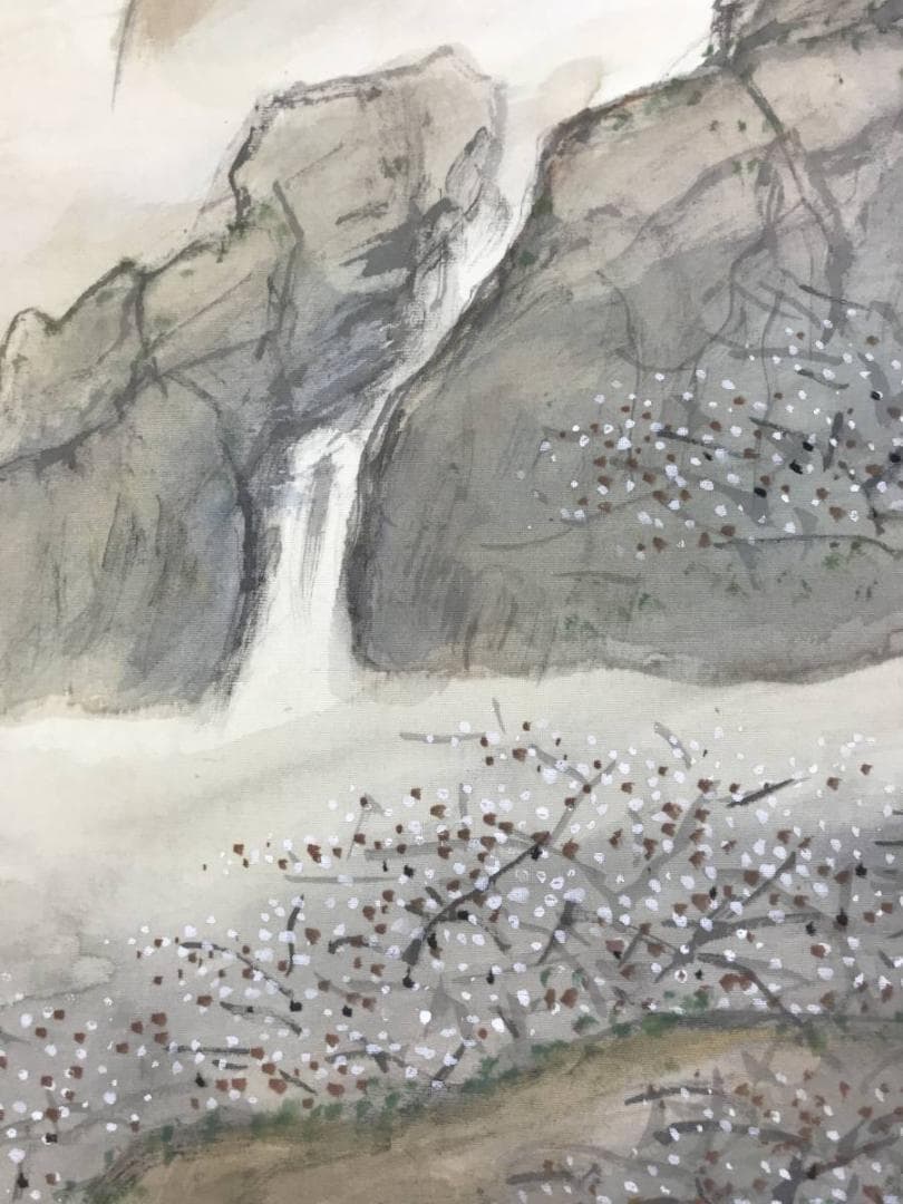 【真作】河野秋邨/水梅亭会友図/山水図/梅花山水図/掛軸☆宝船☆AD-581