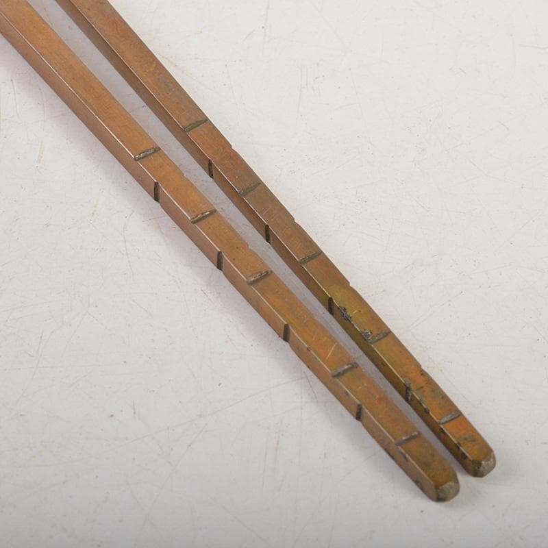 茶道具　徳全造　黄銅　鳥頭飾　火箸　共箱　C　6258