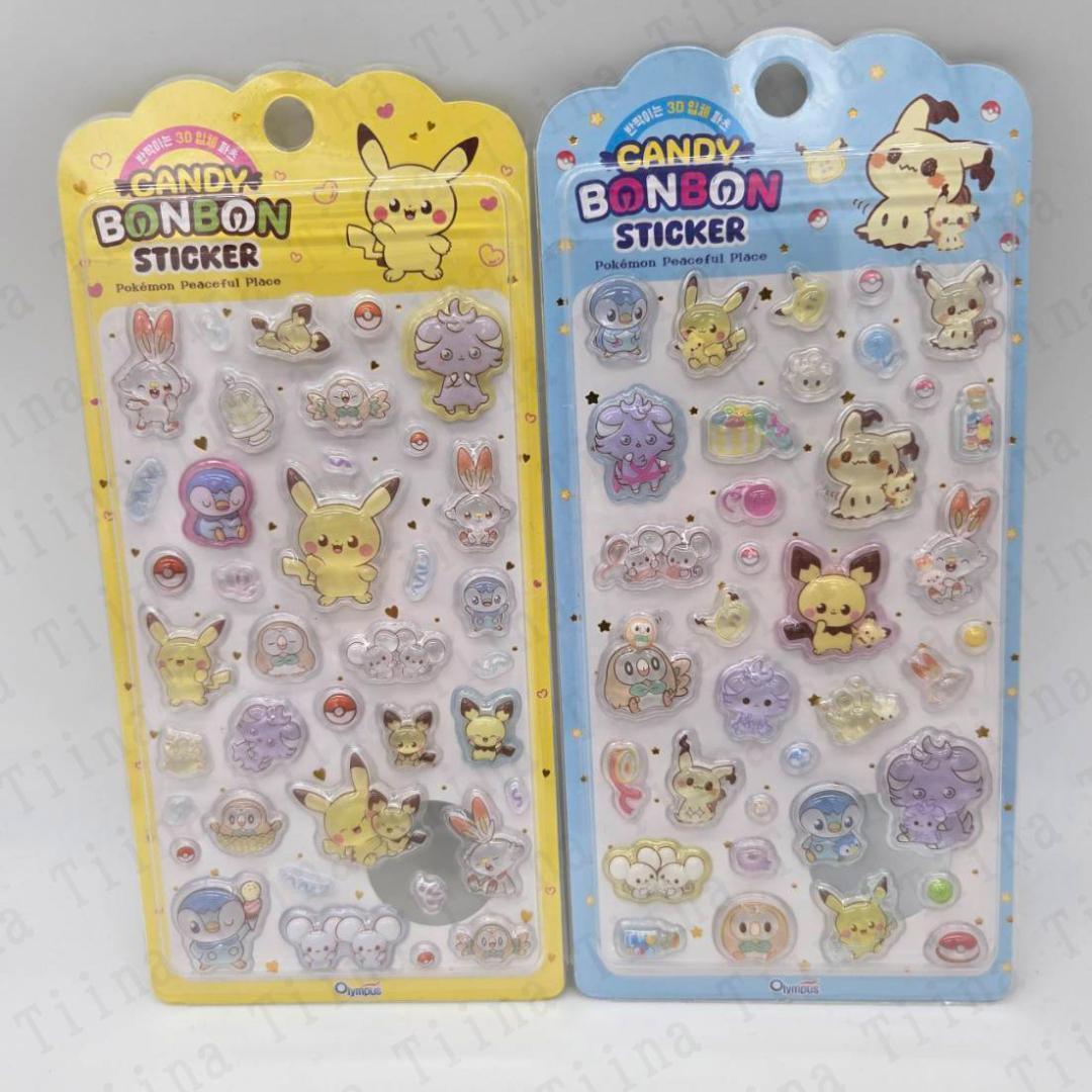 40枚 正規品 ポケモン 硬い 3d シール　韓国限定　ピカチュウ　ピチュー