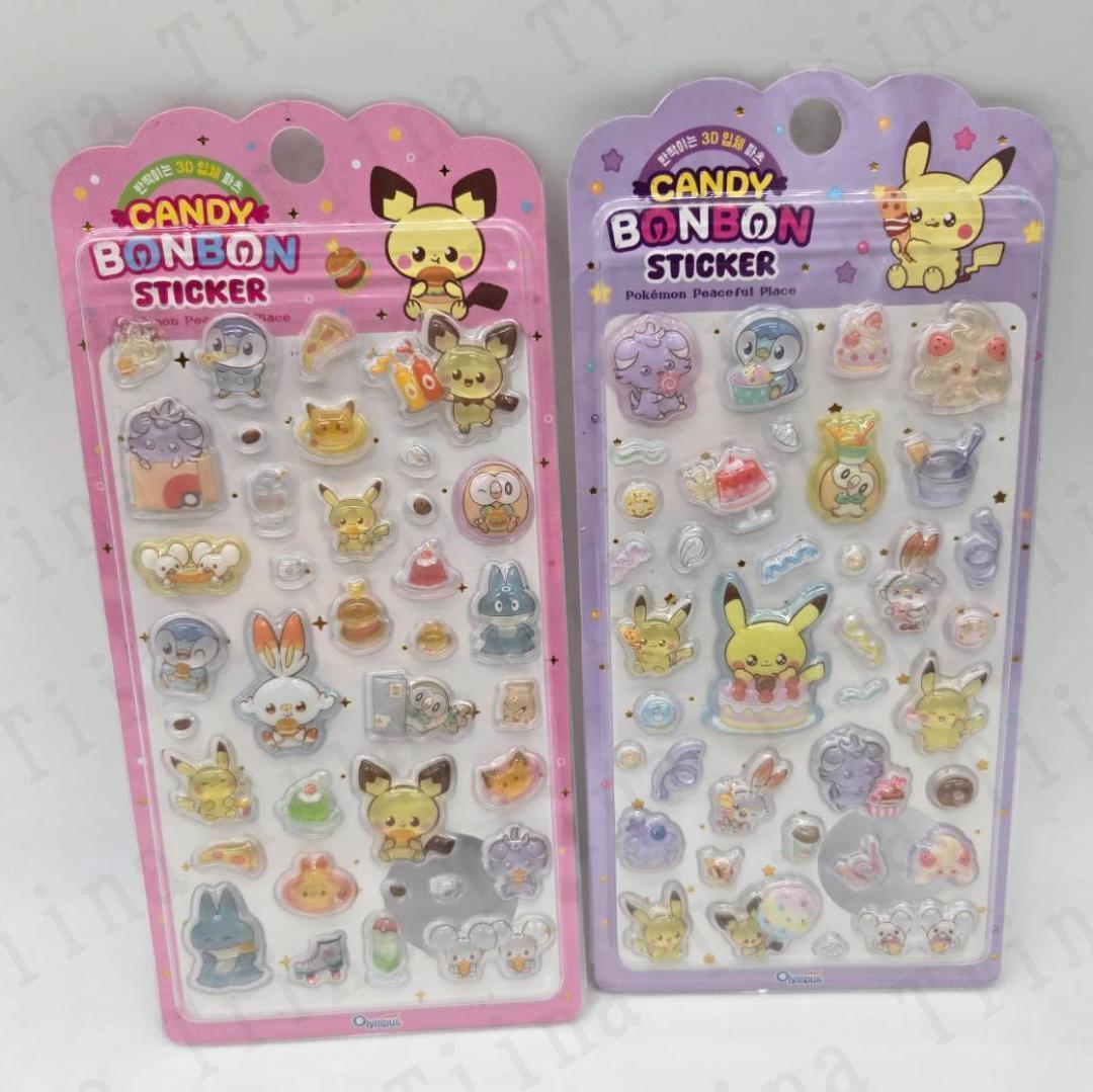 40枚 正規品 ポケモン 硬い 3d シール　韓国限定　ピカチュウ　ピチュー