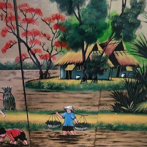 ベトナム木製 壁掛絵画