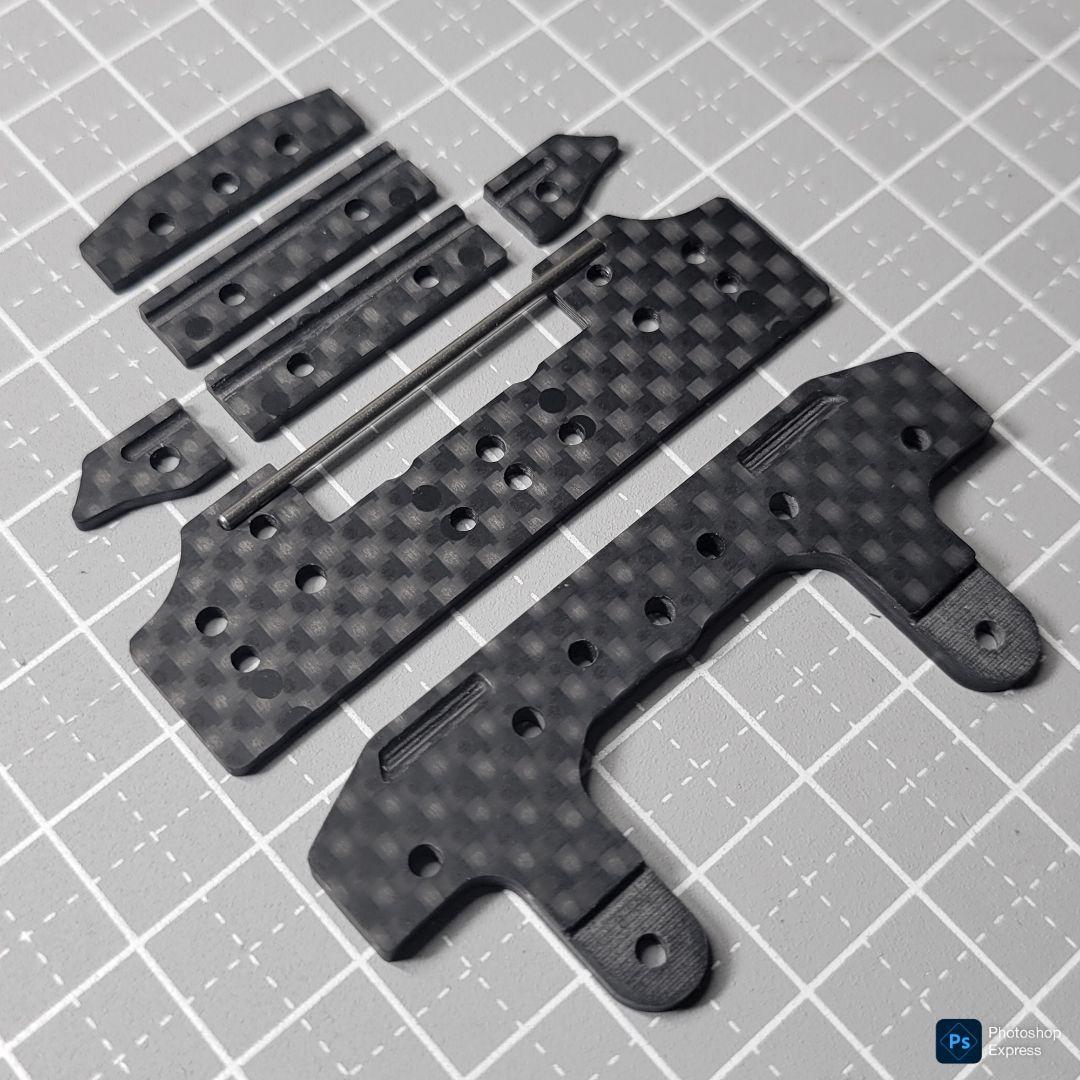 【CNC加工】 ヒンジ式フロントAT カーボンパーツセット (スラスト抜け防止)