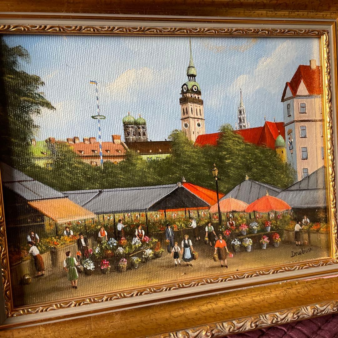 油絵　昔のドイツ・ミュンヘン風景