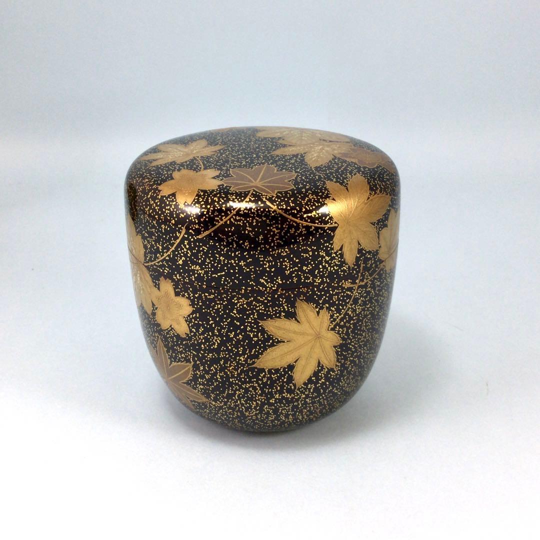 二代西村松逸　雲錦蒔絵棗　金沢の蒔絵師の薄茶器　茶道具