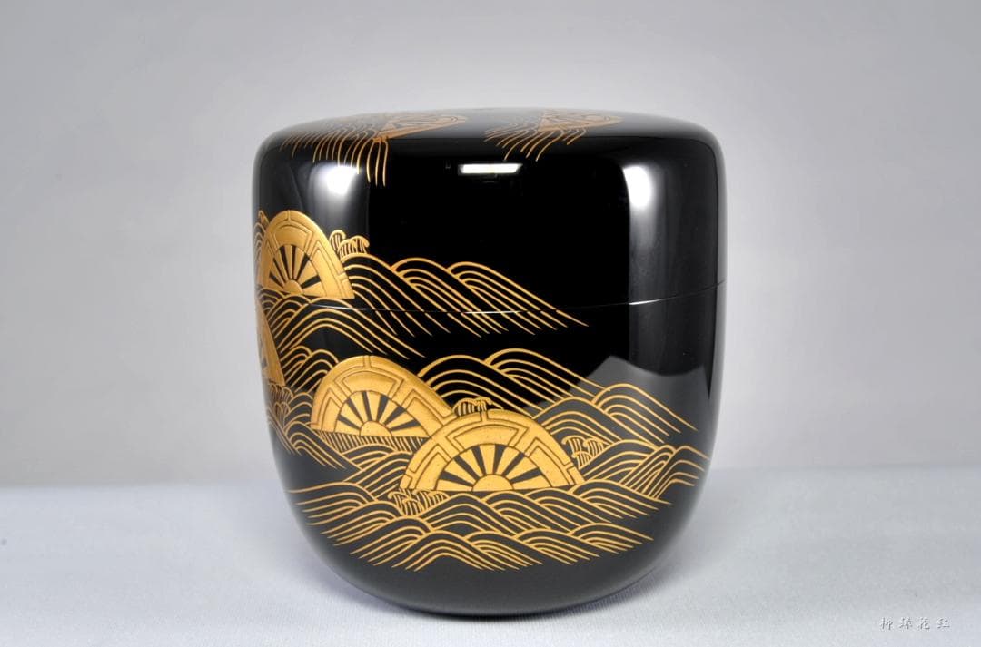 中村宗尹 片輪車蒔絵 大棗 内銀溜 共箱 茶道具