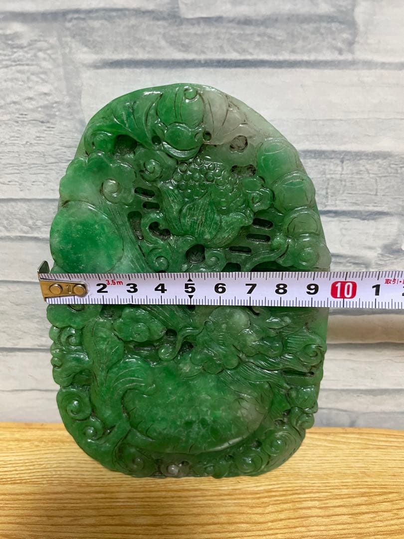 中国天然特大翡翠摆件 本物保証 清代 民国 古董品 美術品