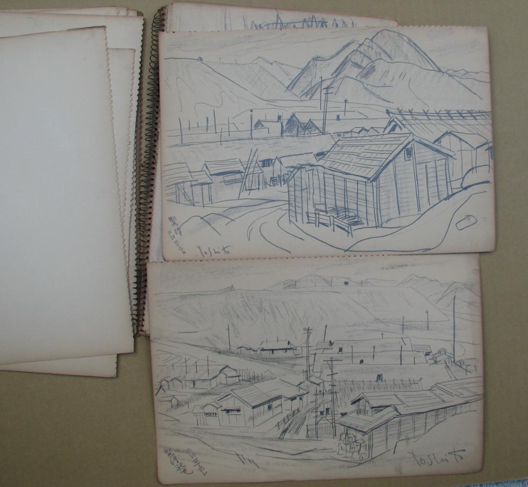 柴田善登「蔵王と沼尻」素描14枚,鉛筆,圧倒的な素描力と造詣に裏打ちされたセンス