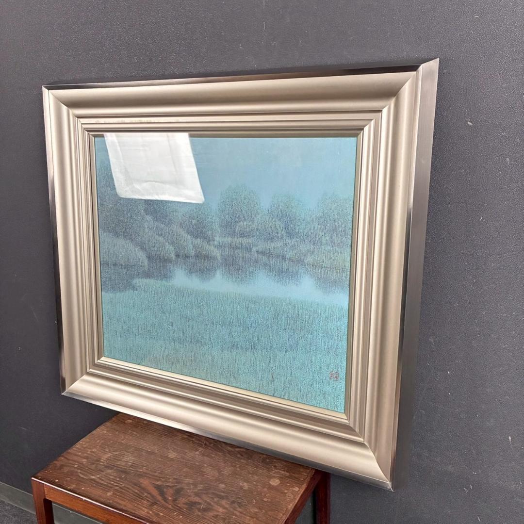 【出品8/26まで】美品 扇敏之「水辺」日本画 肉筆画 共シール有 日展会友