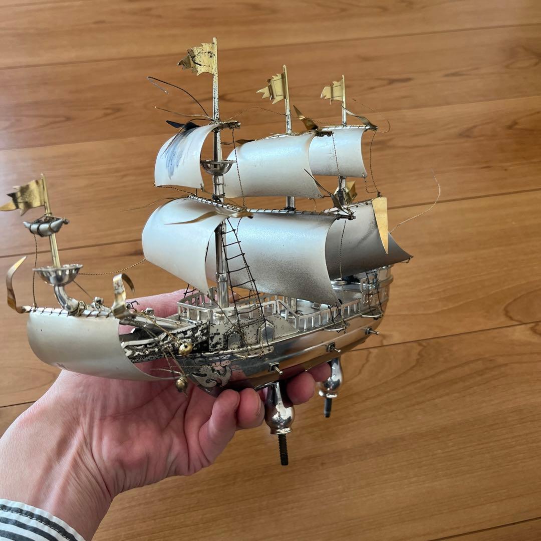 純銀製 置物 ヨット？○○船？ 現状品