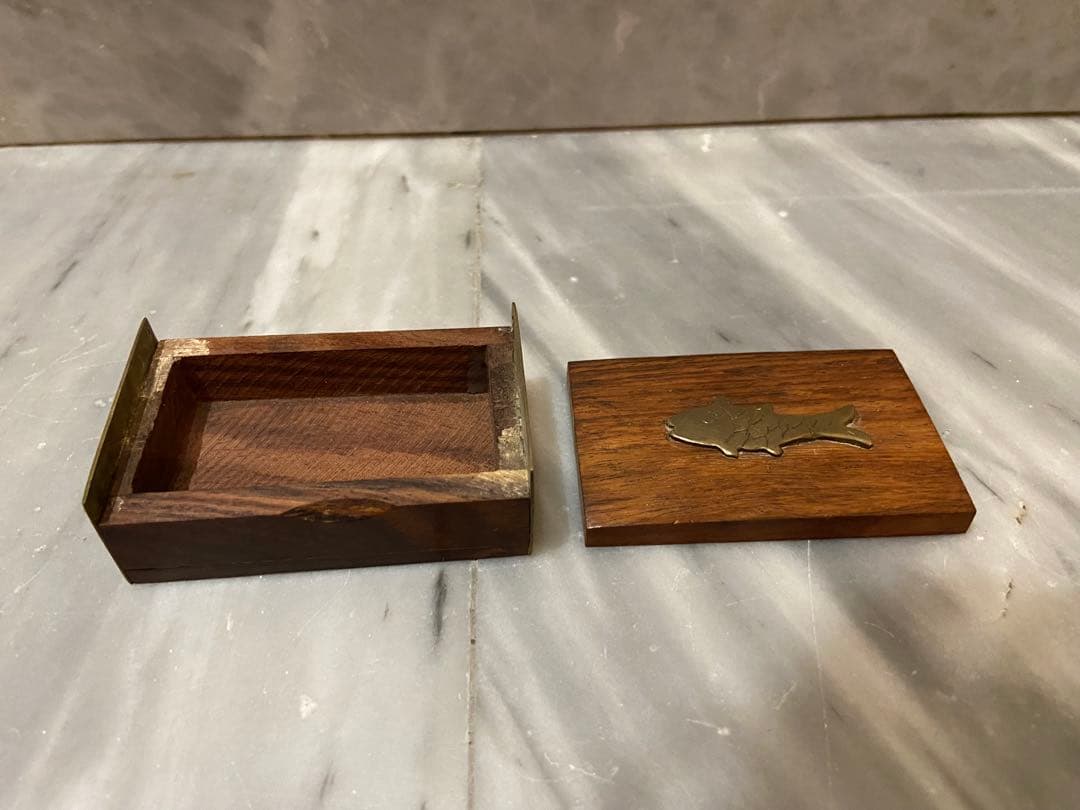 1950年代 ペルー 真鍮×ローズウッド 魚モチーフ 木箱
