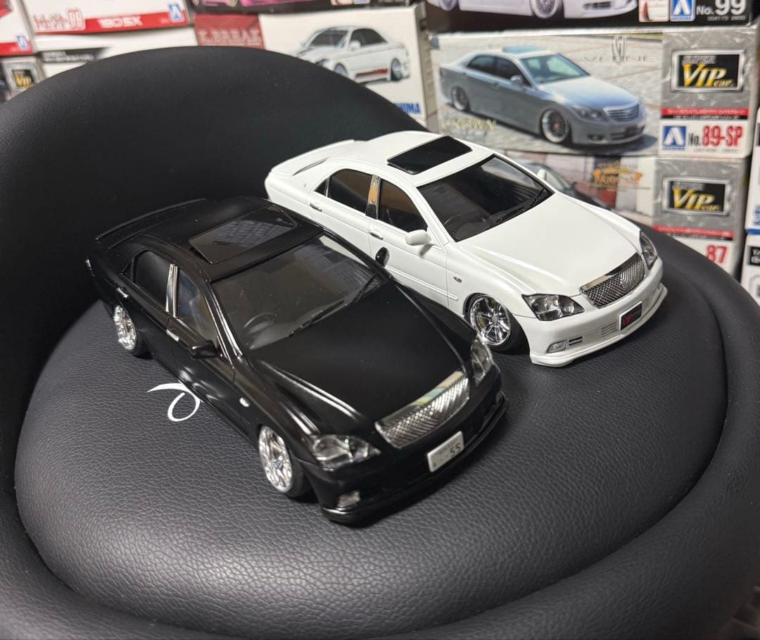 アオシマ GRS182 クラウン アスリート 2台セット 深リムホイール仕様