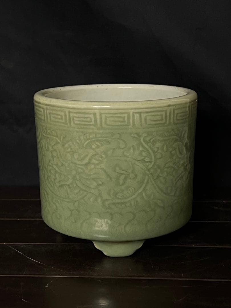 古美術•書•　時代物•龍泉窯青磁筆入•水指•XG：33-1