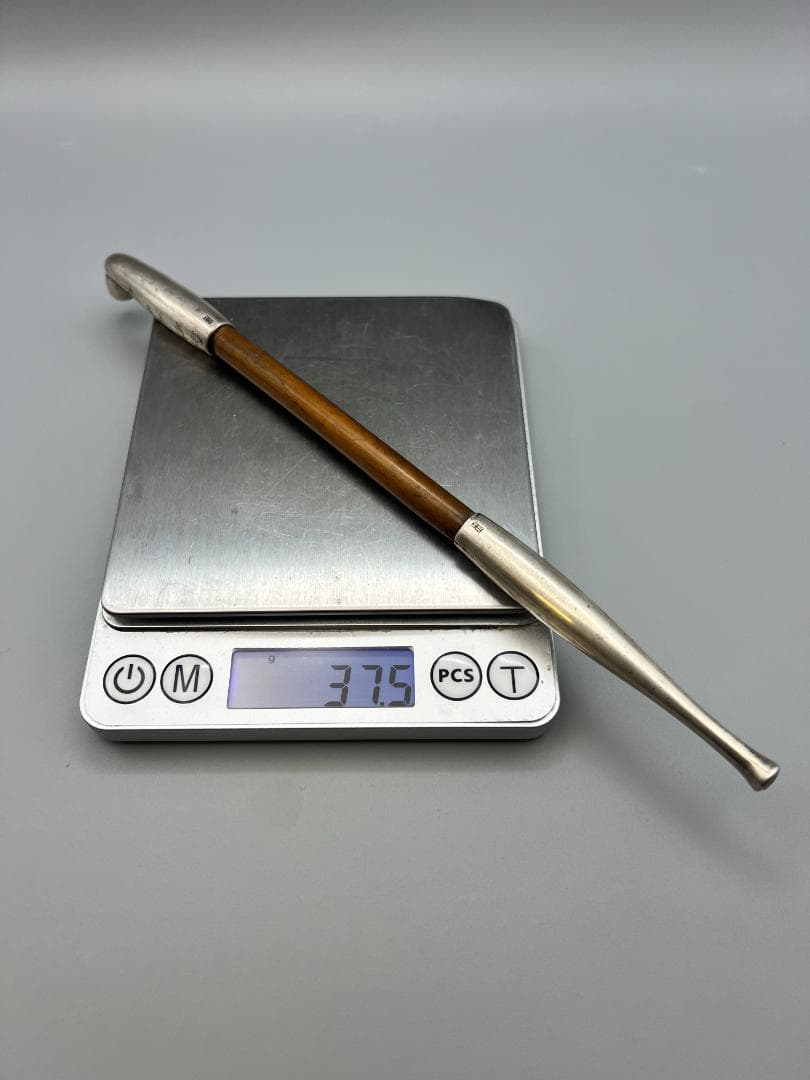 【海】純銀煙管　キセル　一山　瓢箪図　純刻印　銀細工　アンティーク　重量約37g