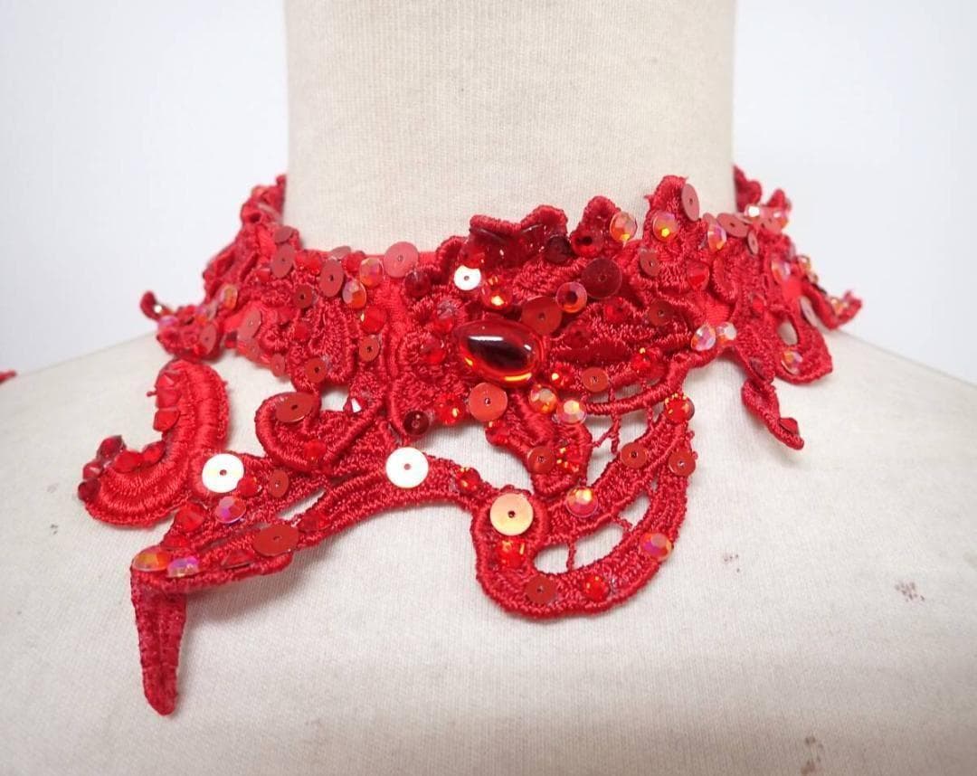 6361★タカダンス★赤/スパンコール/スタンダードドレス☆社交ダン