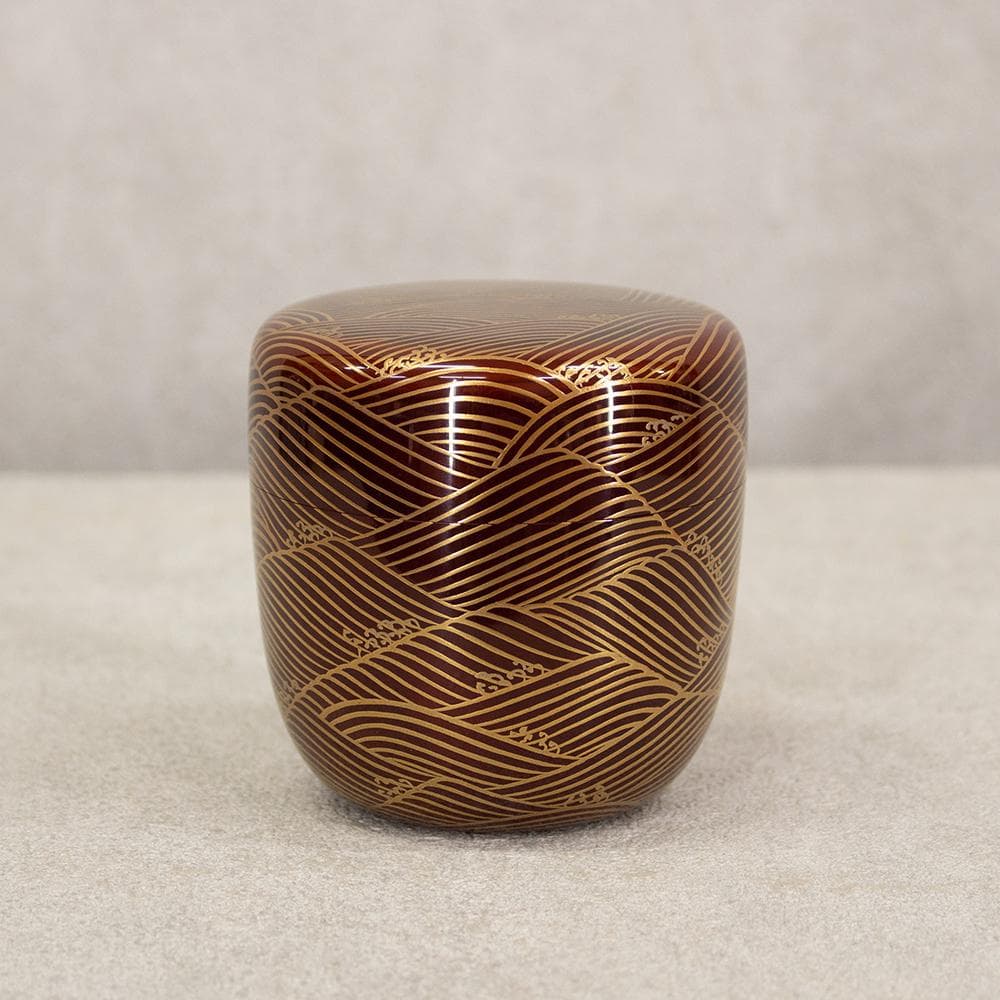 坂下雄峰 波蒔絵 大棗 茶器 茶道具 共布 共箱