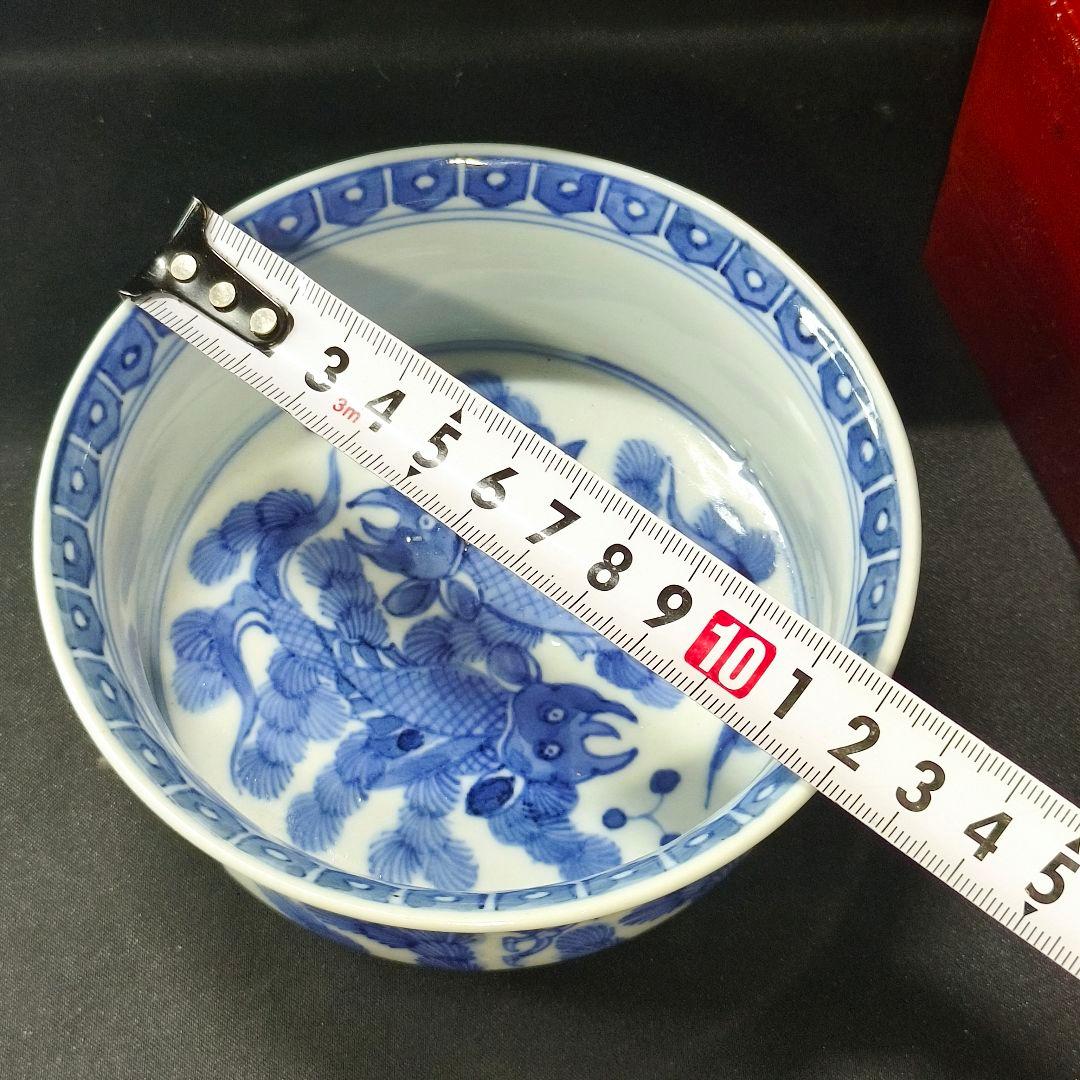 大明嘉慶年製 染付お碗 手描き龍魚文 中国骨董 古美術 アンティーク 蒐集家放出