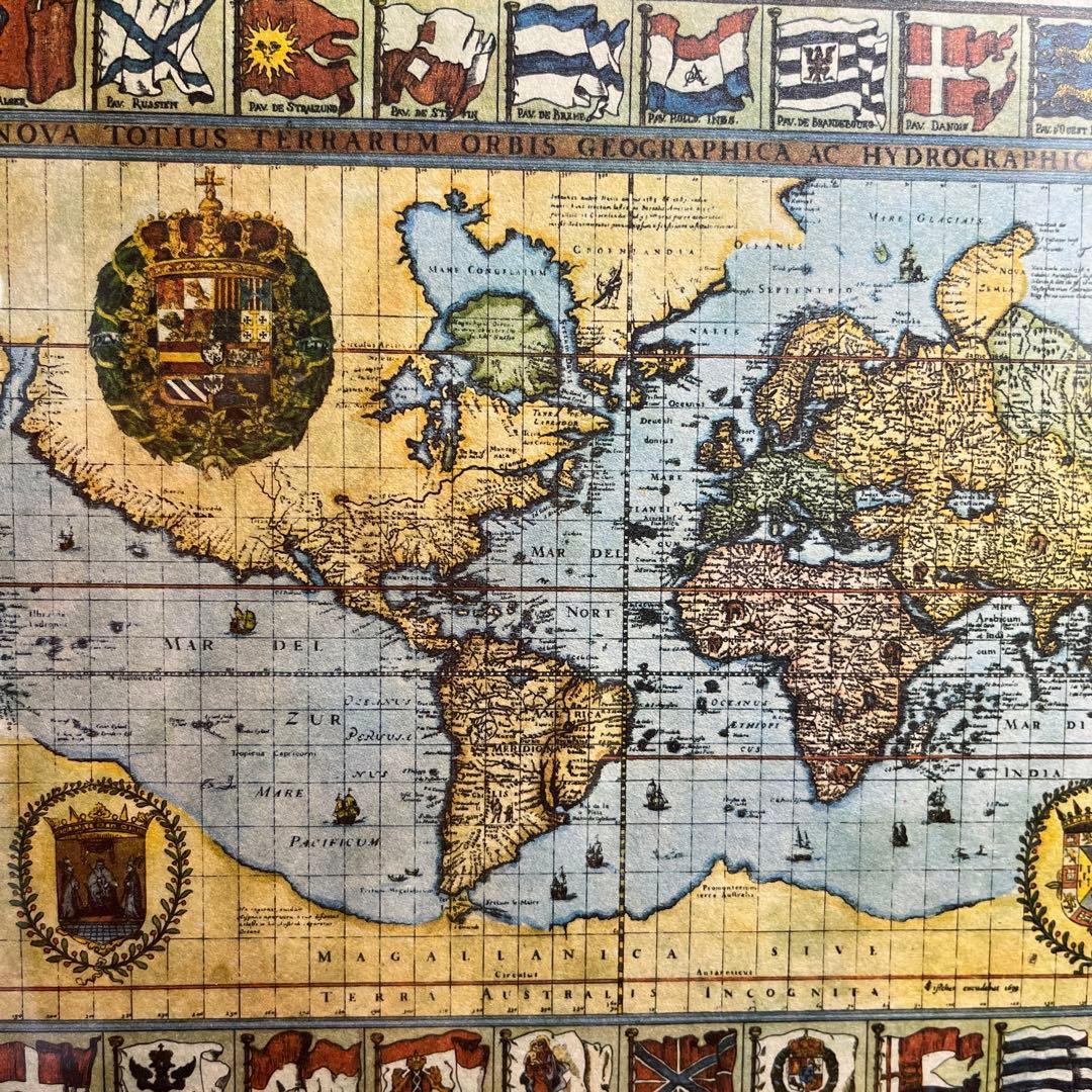 イタリア製 古地図 オールドマップ ガラス 額絵 アンティーク