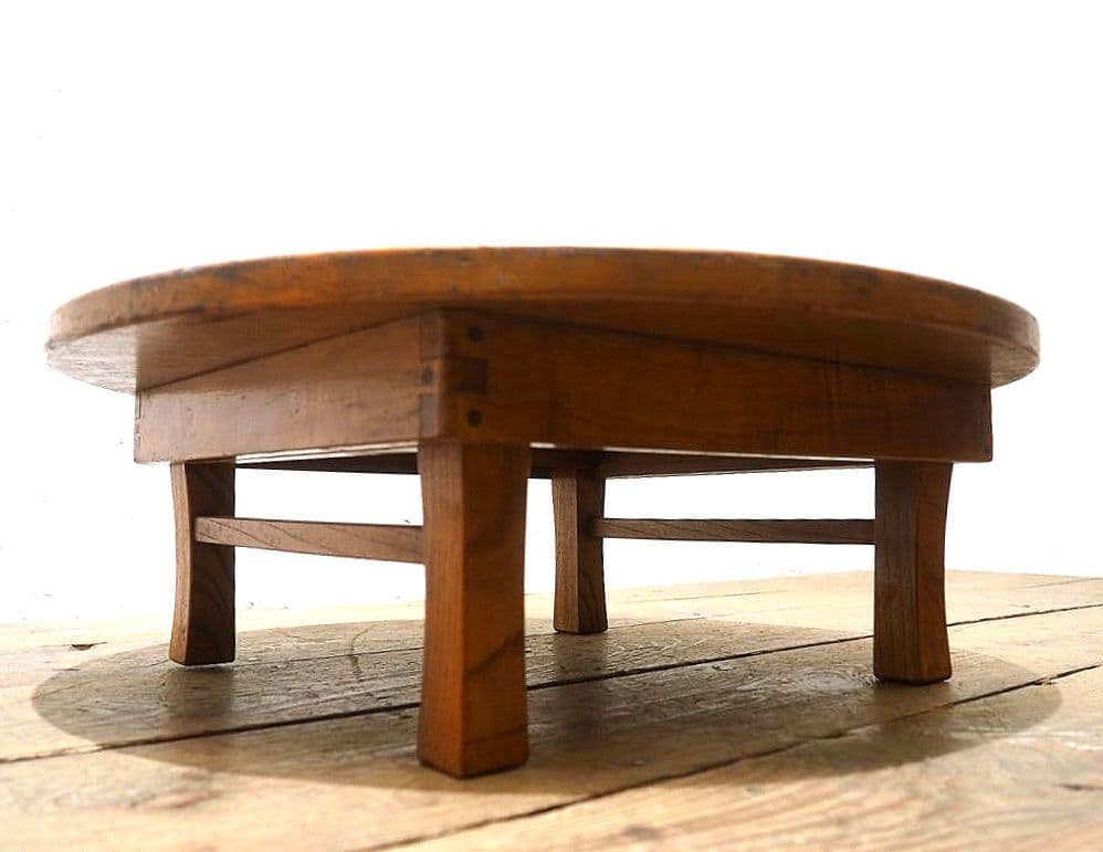 1321 折りたたみ式　レトロな丸ちゃぶ台　座卓　ローテーブル　アンティーク