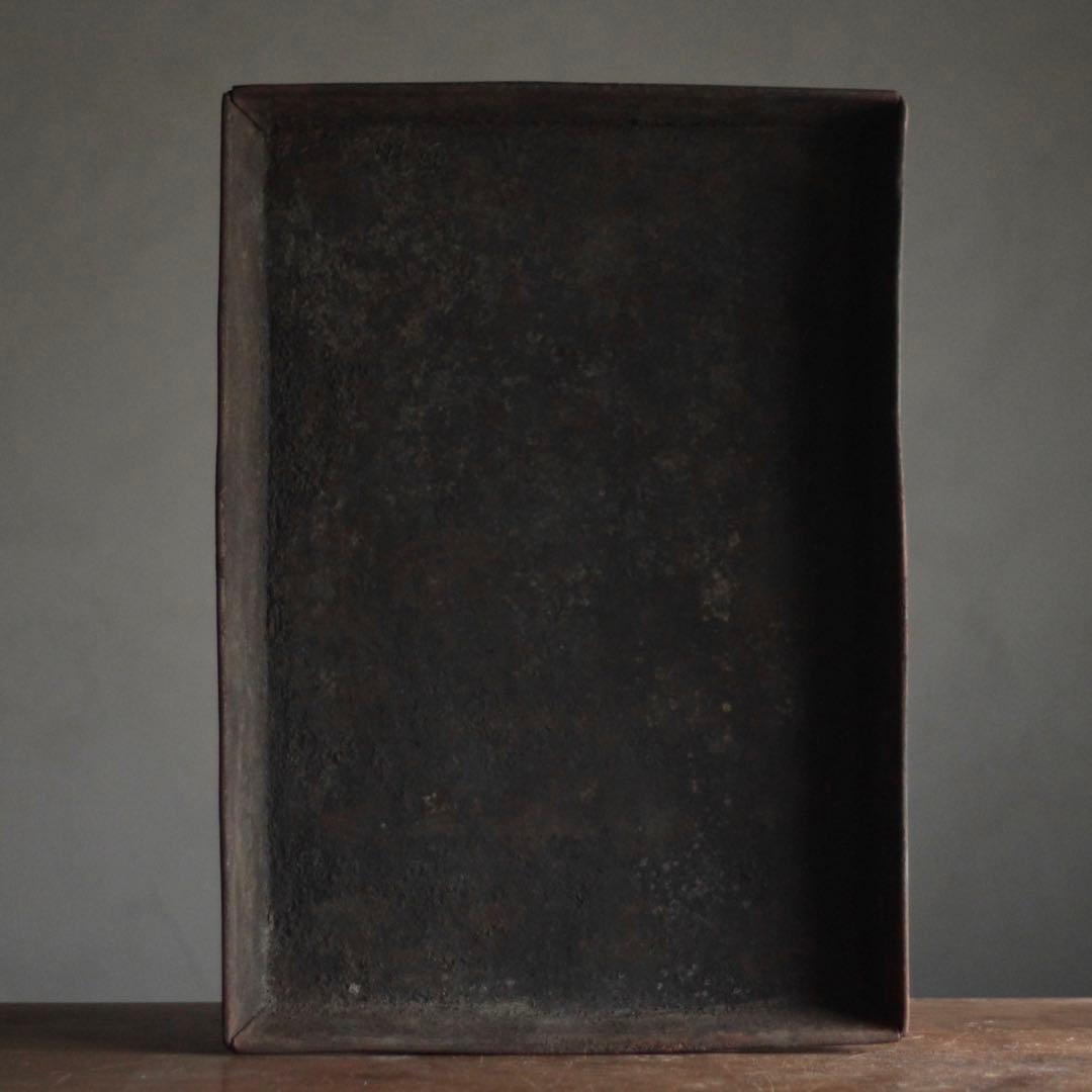 大きな 鉄の トレイ 古道具 アンティーク オブジェ 鉄製トレー