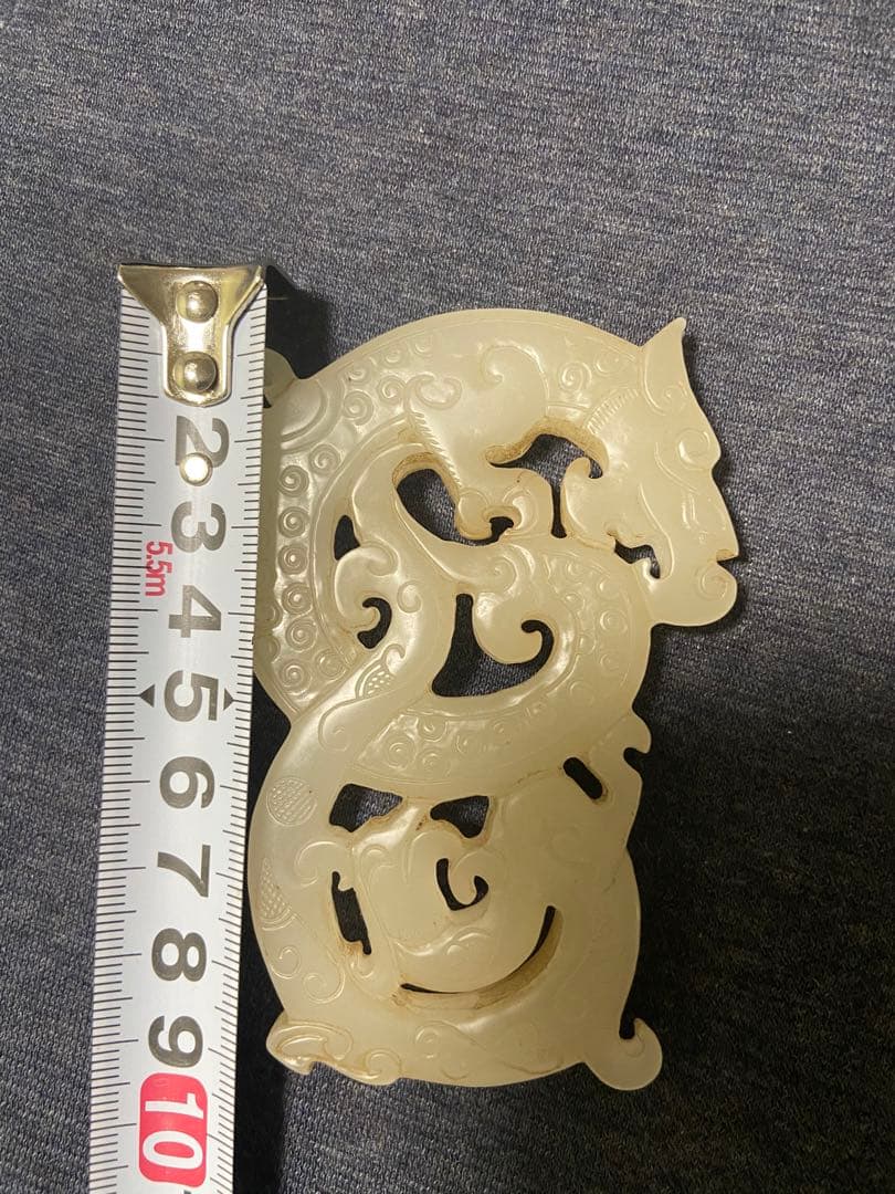 古美術品　白玉 龍鳳文　砡　65g