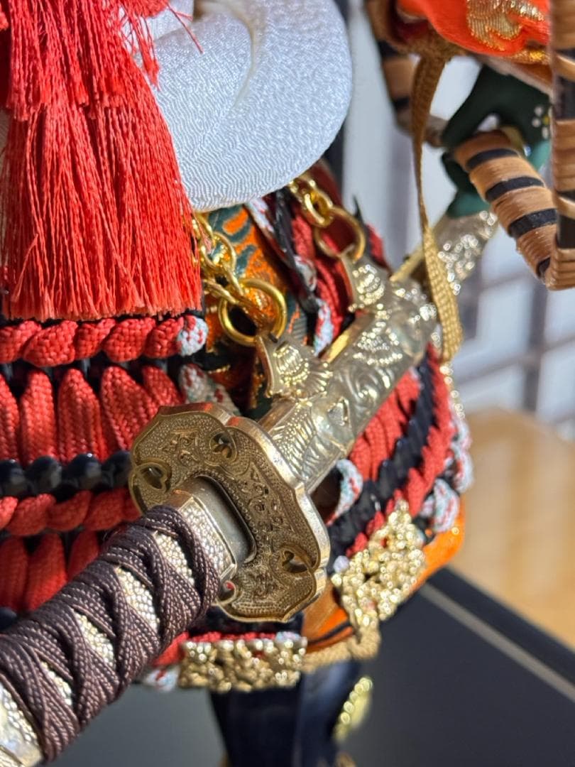 【希少/美品】五月人形 若武者飾り 1980年代作 オルゴール付 ガラスケース