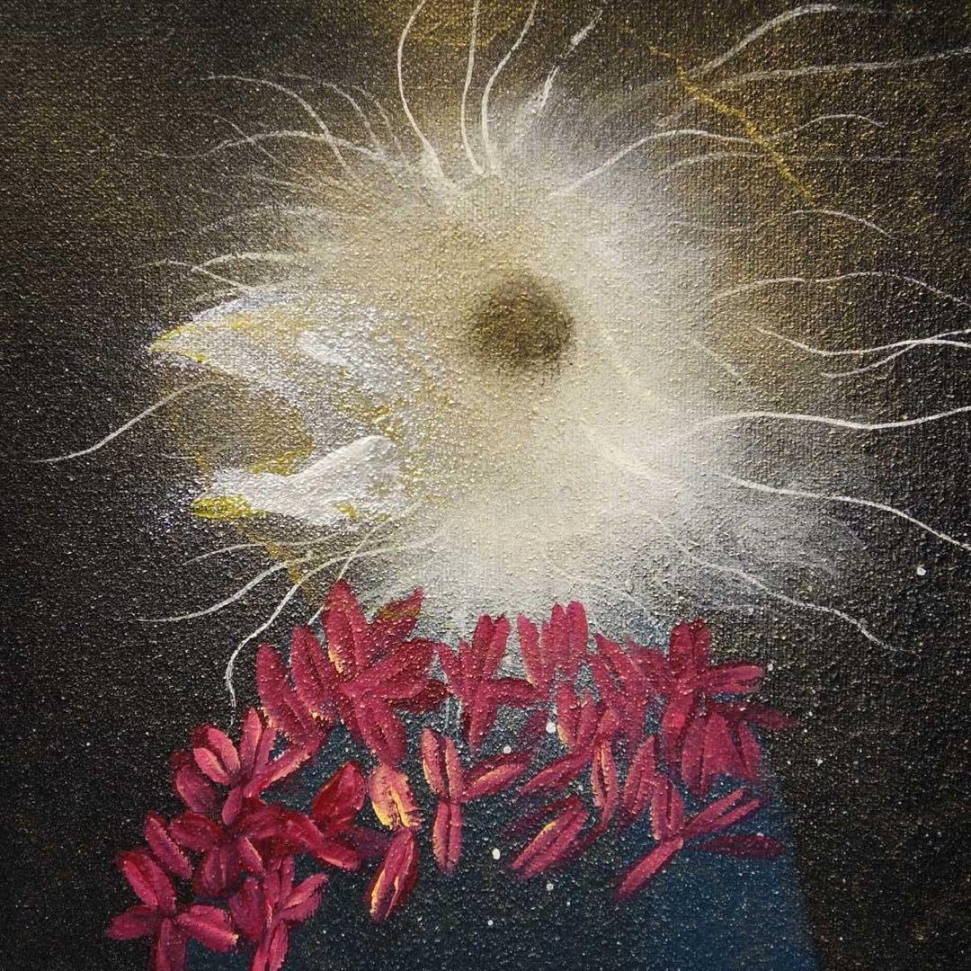 豊田奈緒　王様の首2 キャンバス作品ミクスドメディア